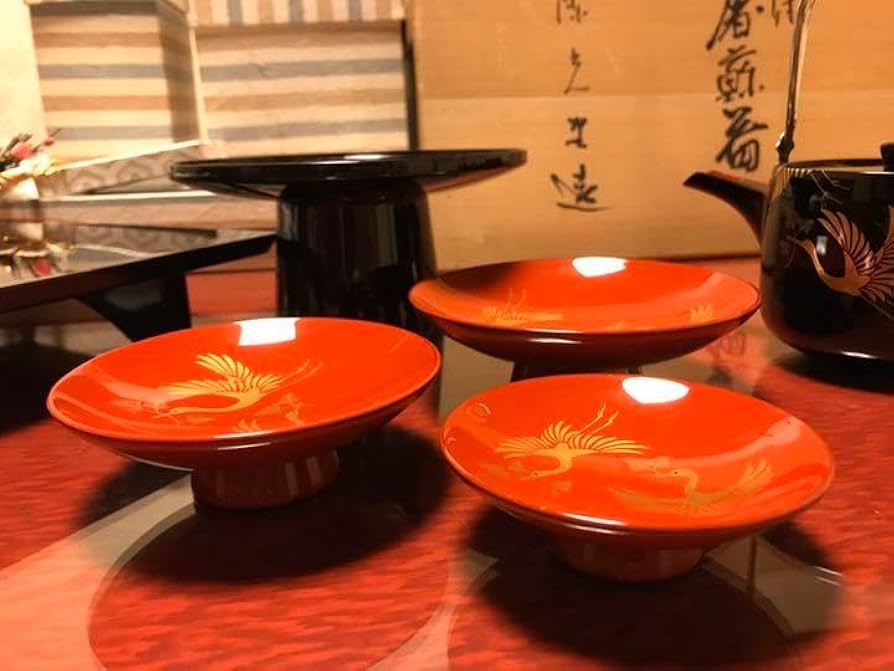 輪島塗 蒔絵 日の出に鶴 屠蘇セット 輪島塗 蒔絵 日の出に鶴 屠蘇セット